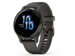 Garmin Venu 2s Popielata ramka ze stali nierdzewnej z grafitową kopertą i silikonowym paskiem 