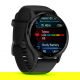 Venu 3 Bezel w kolorze slate ze stali nierdzewnej z czarną kopertą i silikonowym paskiem