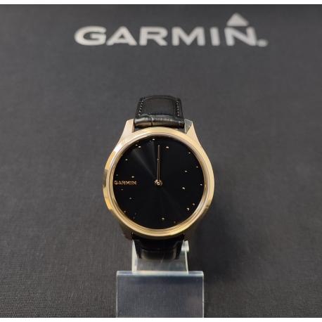 Garmin OUTLET Vivomove Luxe Koperta ze stali nierdzewnej z 24-karatowym  złotem PVD z czarnym paskiem z włoskiej skóry 2L 9901 [010-02241-22OUT]