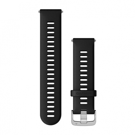 Pasek silikonowy czarny z srebrnym zapięciem QuickRelease 22 mm do Forerunner 255/265/Venu 2/Venu 3