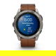 Fenix 8 51 mm AMOLED Sapphire Tytanowy z kasztanowym paskiem skórzanym