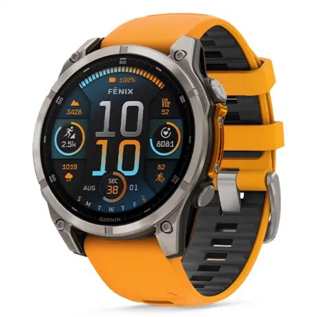 Fenix 8 47 mm AMOLED Sapphire Tytanowy z paskiem silikonowym w kolorze Spark orange / Graphite