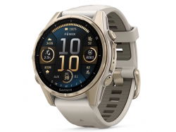 Fenix 8 43 mm AMOLED Sapphire Soft gold z piaskowo-beżowym paskiem z PL TOPO 2024.2