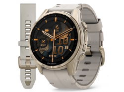 Fenix 8 43 mm AMOLED Sapphire Soft Gold z beżowym skórzanym paskiem
