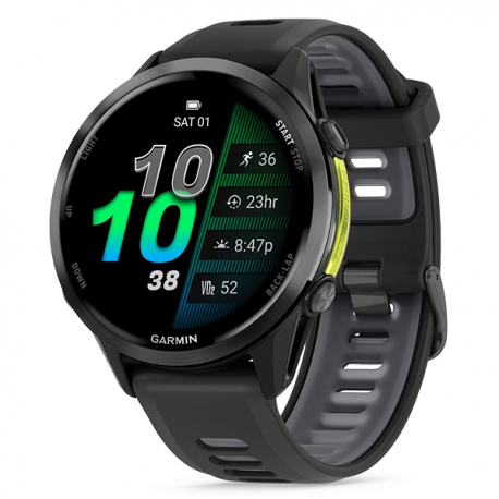 Forerunner 970 Tytanowy w kolorze carbon grey (DLC) i czarno-szarym paskiem