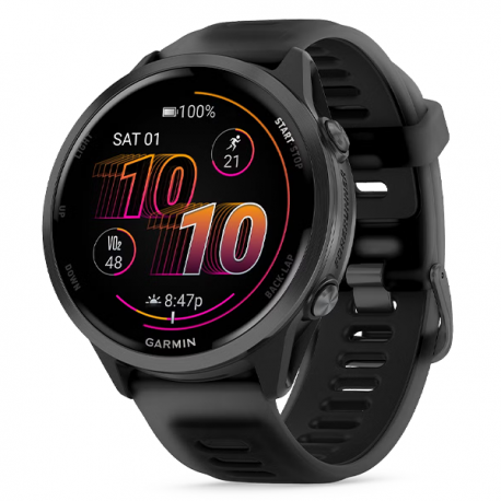 Forerunner 570 47 mm Aluminiowy w kolorze Slate Grey z półprzezroczystym paskiem w kolorze Black/Black