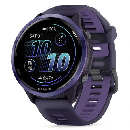 Forerunner 570 47 mm Aluminiowy w kolorze indygo z półprzezroczystym paskiem w kolorze Imperial Purple/Indygo