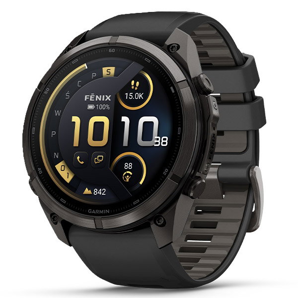 Fenix 9 Pro inReach 51 mm Tytanowy w kolorze Carbon Gray z powłoką (DLC) z silikonowym paskiem w kolorze Pebble Gray z PL TOPO
